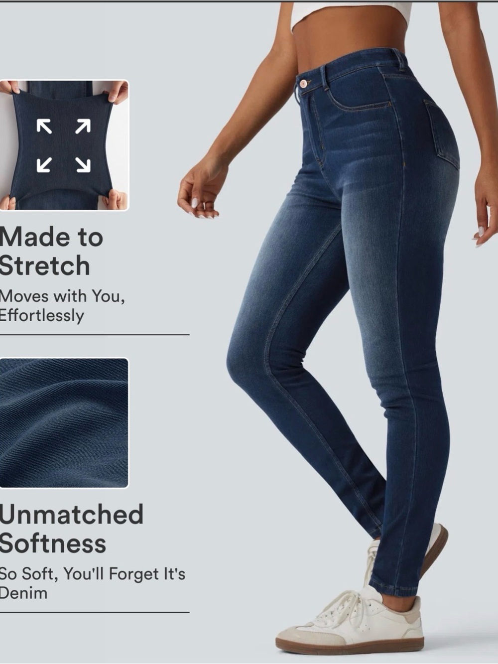 HALARA Dark Blue High-Rise Skinny Jeans